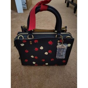 Coach Black Apple Print Leather Rogue 25